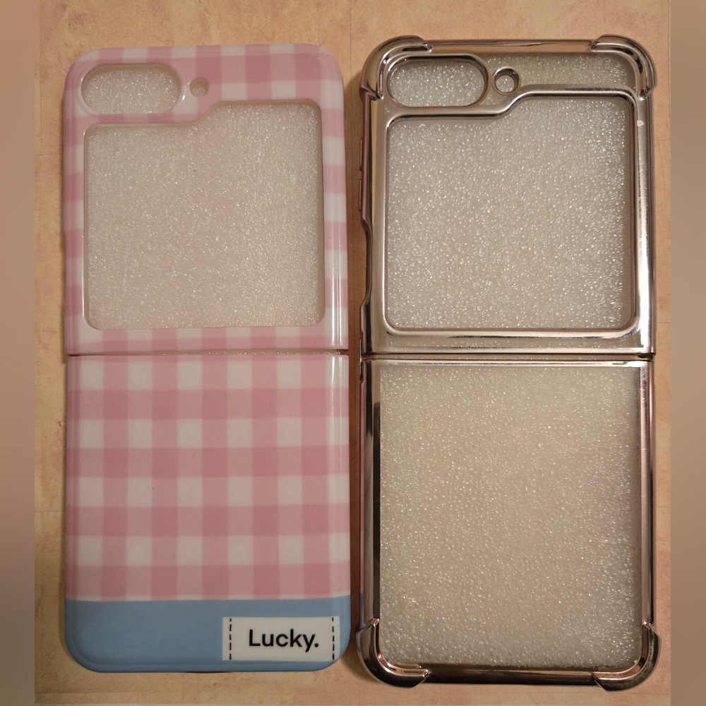 Lucky Brand Pink and Blue Gingham Phone Case For Samsung Z Flip 6